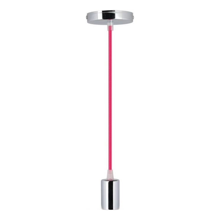 Stromkabel 1xE27/60W/230V dunkles Pink / glänzendes Chrom