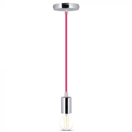 Stromkabel 1xE27/60W/230V dunkles Pink / glänzendes Chrom