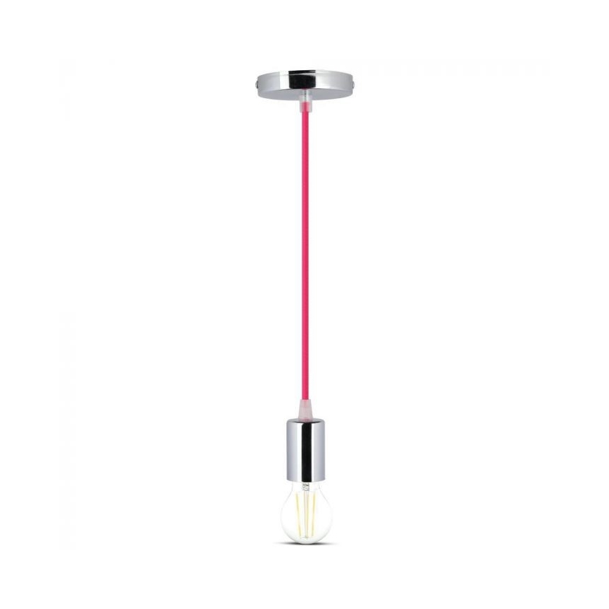 Stromkabel 1xE27/60W/230V dunkles Pink / glänzendes Chrom