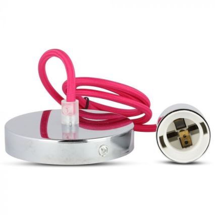Stromkabel 1xE27/60W/230V dunkles Pink / glänzendes Chrom