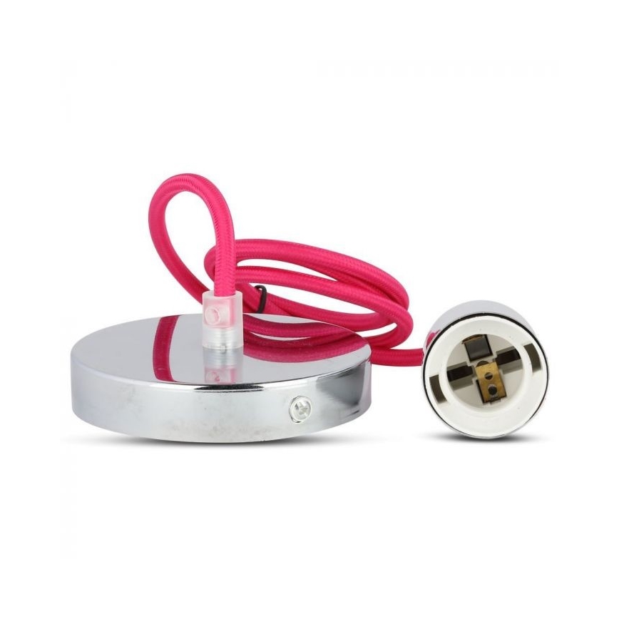 Stromkabel 1xE27/60W/230V dunkles Pink / glänzendes Chrom