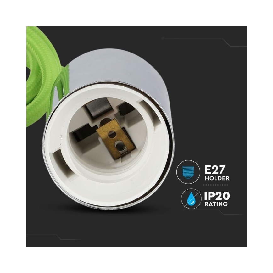 Stromkabel 1xE27/60W/230V grün/glänzendes Chrom