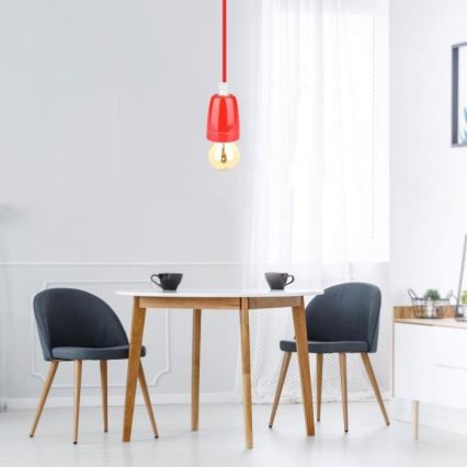 Stromkabel 1xE27/60W/230V rot/Porzellan