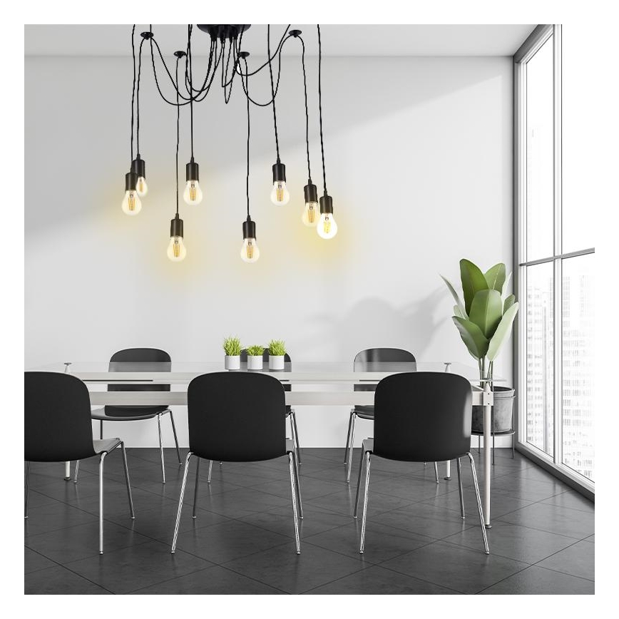 Stromkabel 8xE27/60W/230V Spinne schwarz