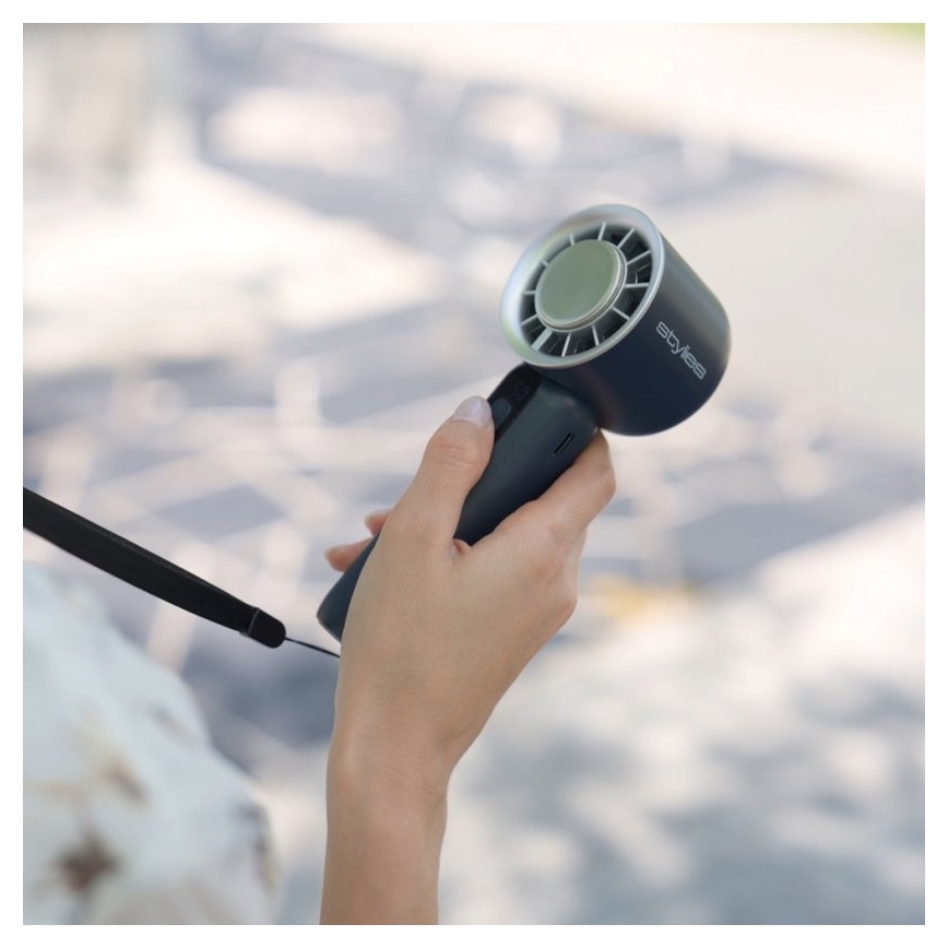 Stylies - Wiederaufladbarer Handventilator LACERTI 8W/5V 3000 mAh blau