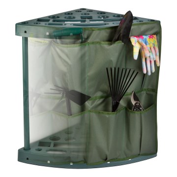 Supporto angolare per attrezzi da giardino 43x43x59 cm verde