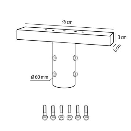 Supporto di montaggio per illuminazione da esterno BASE, diametro 60 mm, nero