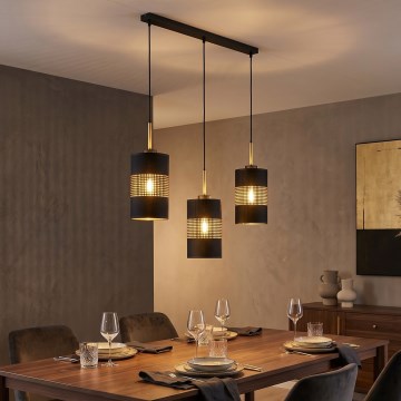 Suspension à câble BOGART 3xE27/15W/230V noire/dorée