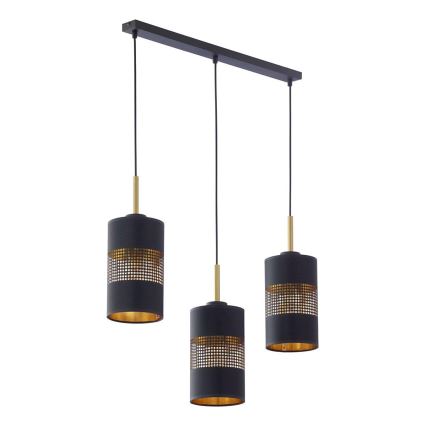 Suspension à câble BOGART 3xE27/15W/230V noire/dorée