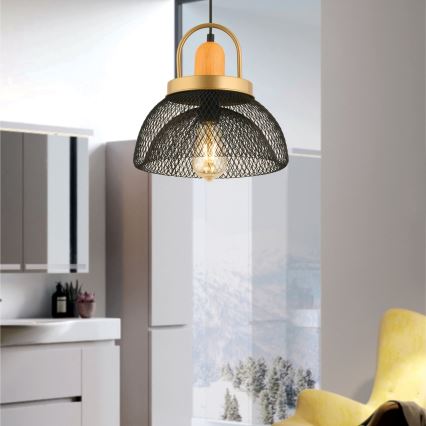 Suspension à câble MONZA 1xE27/40W/230V Ø 29 cm noir/doré
