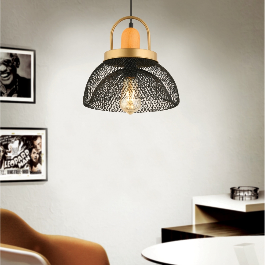 Suspension à câble MONZA 1xE27/40W/230V Ø 29 cm noir/doré
