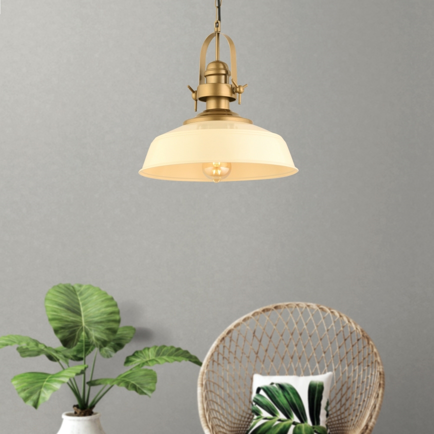 Suspension à câble MONZA 1xE27/40W/230V Ø 35 cm crème/bronze