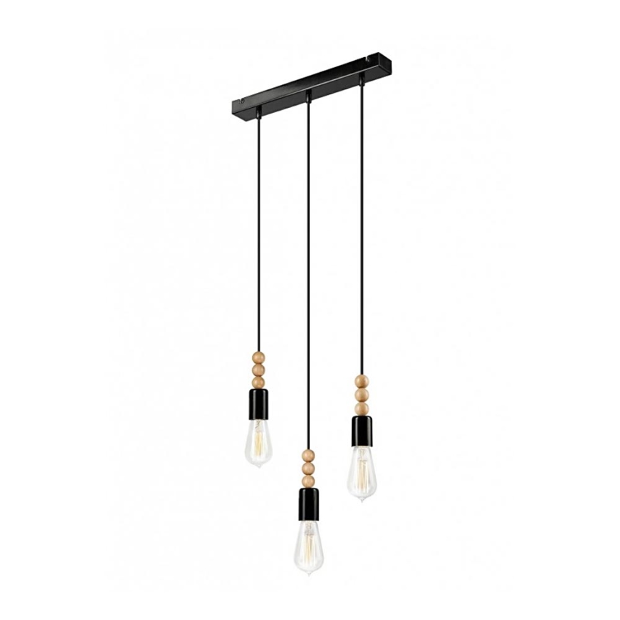 Suspension à câble SIMON 3xE27/60W/230V hêtre