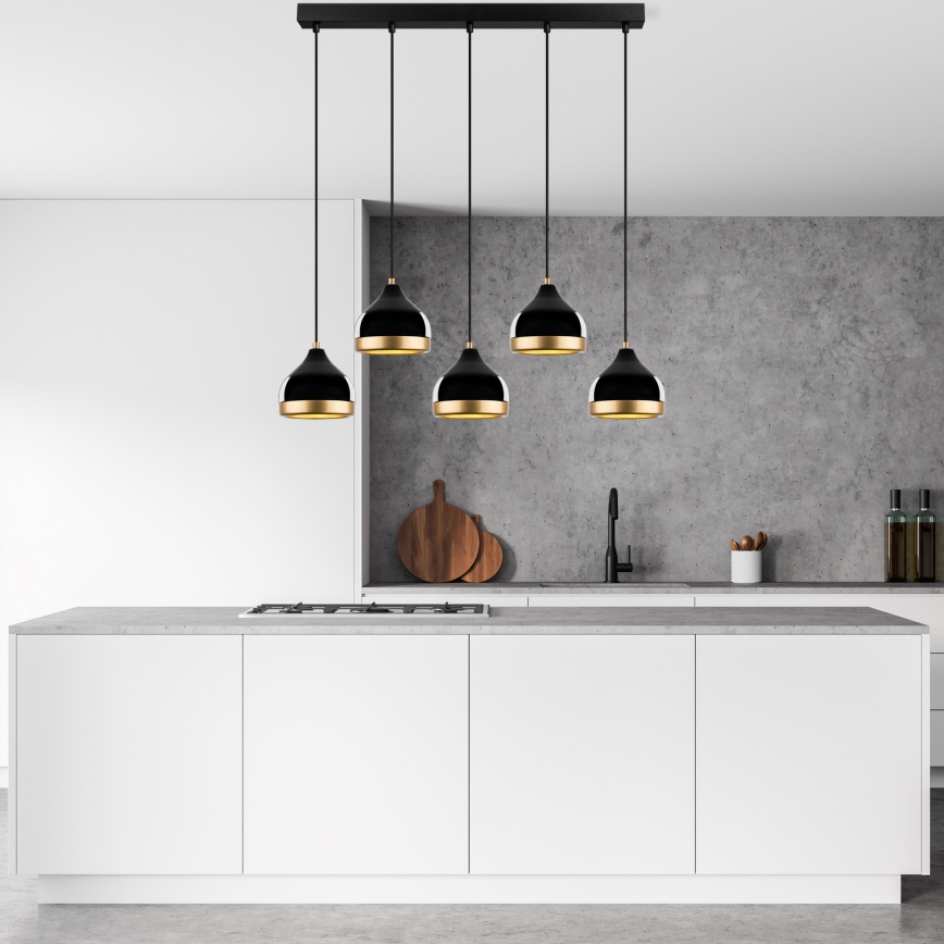 Suspension à câble YILDO 5xE27/40W/230V noir/doré