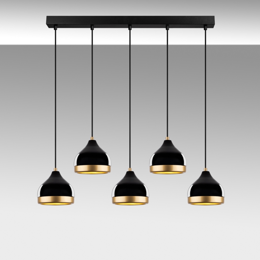 Suspension à câble YILDO 5xE27/40W/230V noir/doré