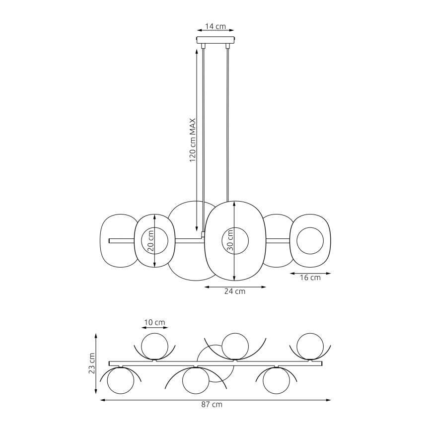 Suspension à câbles ELEMENTI 6xG9/8W/230V blanche
