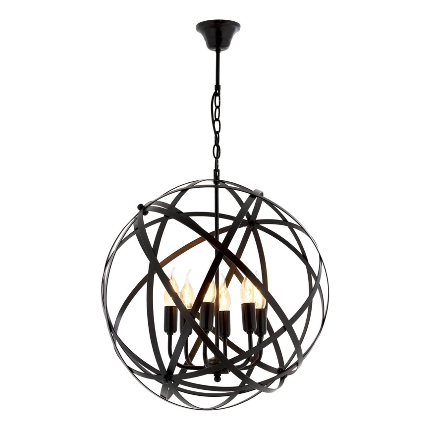 Suspension à chaîne IRONBALL 6xE27/40W/230V noir