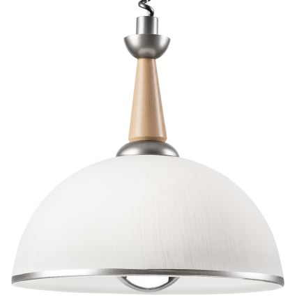 Suspension à hauteur réglable CHIARA 1xE27/60W/230V argent/beige/hêtre