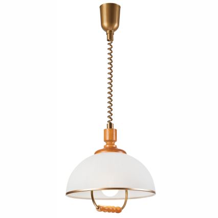 Suspension à hauteur réglable RAMONA 1xE27/60W/230V beige/marron/pin