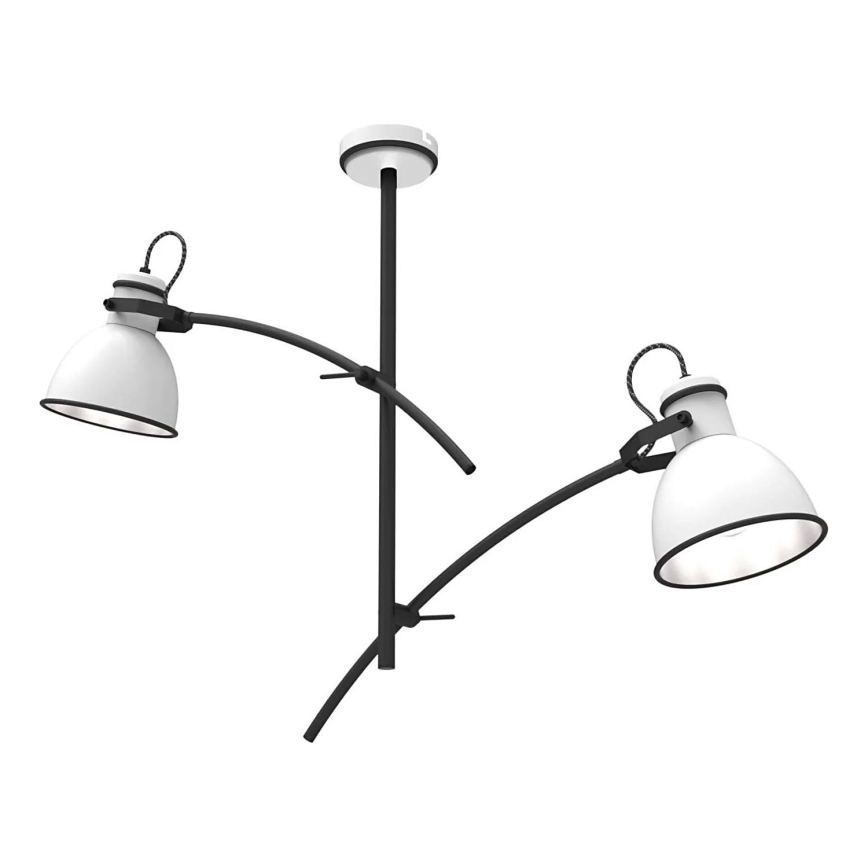 Suspension à tige ZUMBA 2xE27/60W/230V blanc/noir