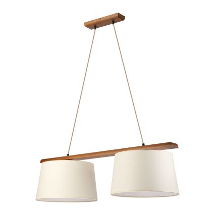 Suspension AIDA sur câble 2xE27/15W/230V Ø 35 cm chêne/crème