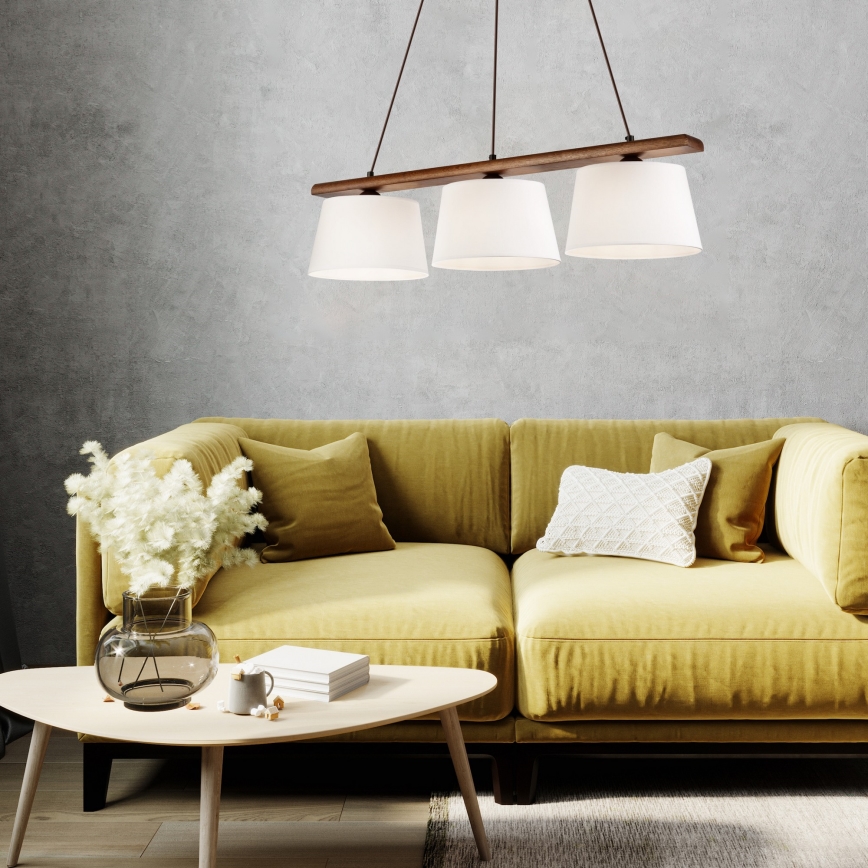 Suspension AIDA sur câble, 3x E27/60W/230V, Ø 25 cm, chêne/noyer