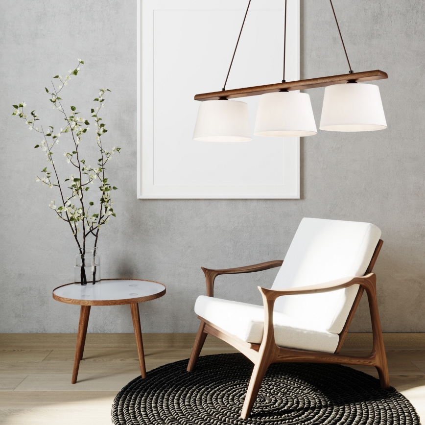 Suspension AIDA sur câble, 3x E27/60W/230V, Ø 25 cm, chêne/noyer
