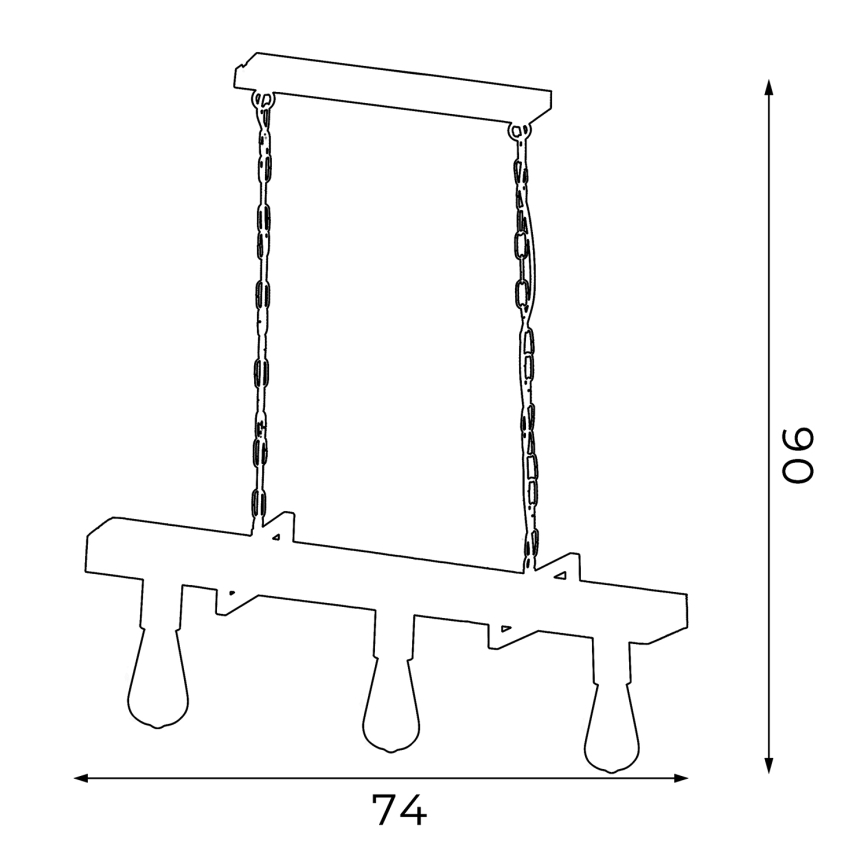 Suspension avec chaîne HARD 3xE27/60W/230V