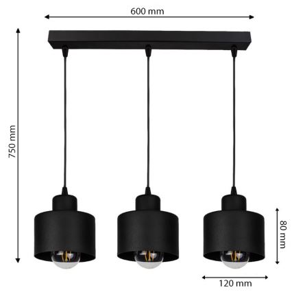 Suspension avec fil BODO 3xE27/60W/230V