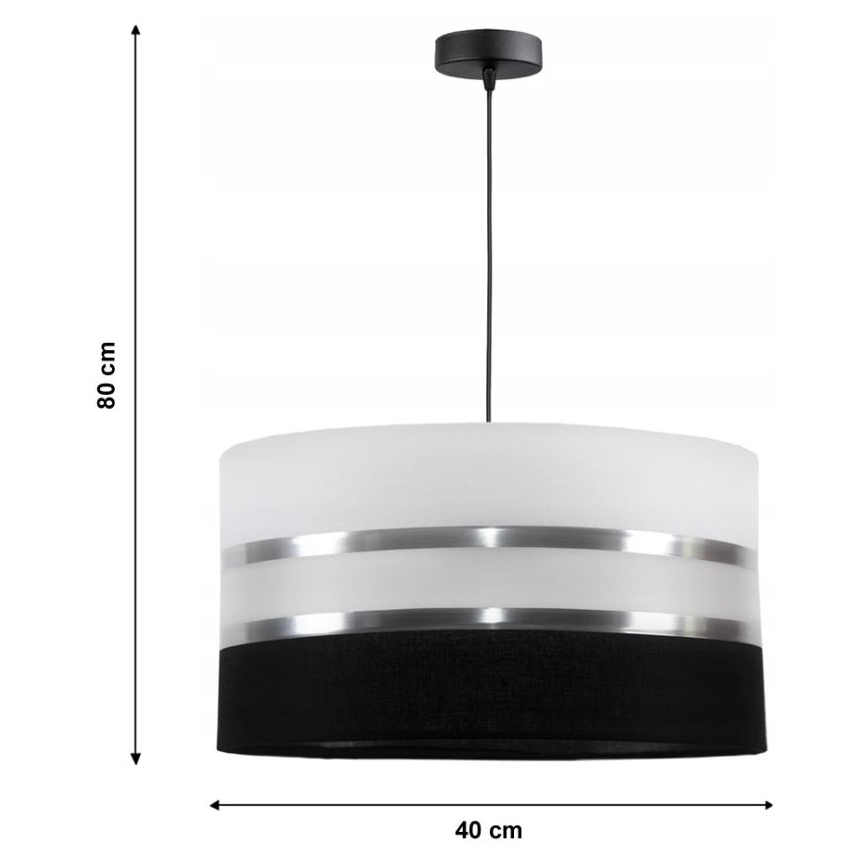 Suspension avec fil CORAL 1xE27/60W/230V noir et blanc