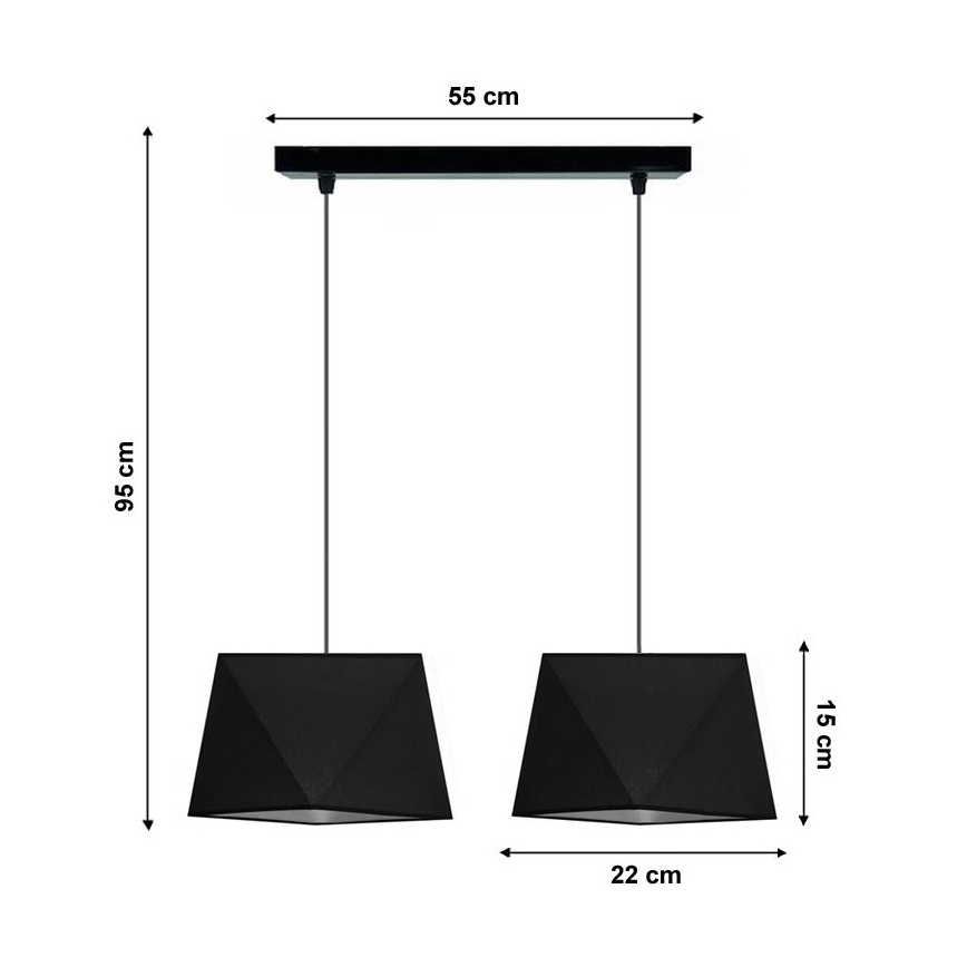 Suspension avec fil DIAMENT 2xE27/60W/230V noir