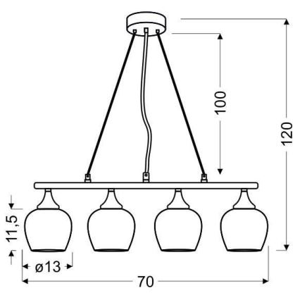 Suspension avec fil SIRIUS 4xE27/60W/230V