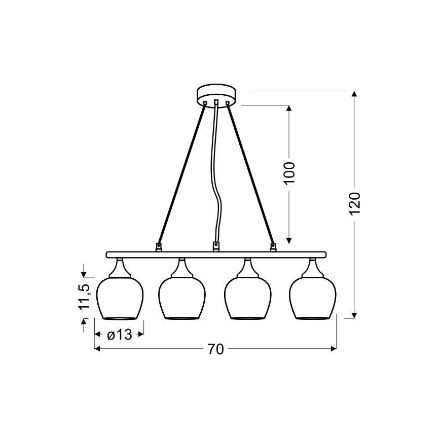 Suspension avec fil SIRIUS 4xE27/60W/230V