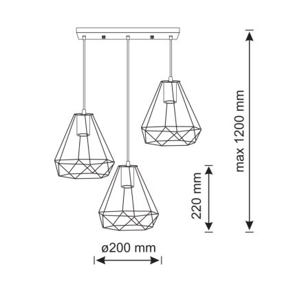 Suspension avec fil VIGO 3xE27/20W/230V