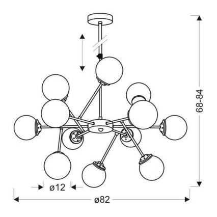 Suspension avec tige BEST 12xE14/40W/230V