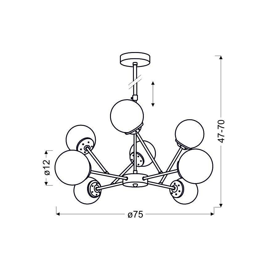 Suspension avec tige BEST 8xE14/40W/230V