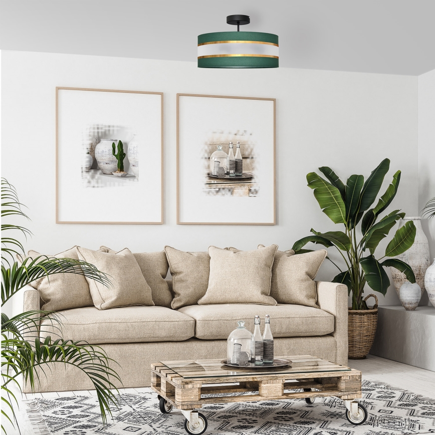 Suspension avec tige HELEN 3xE27/15W/230V vert/doré