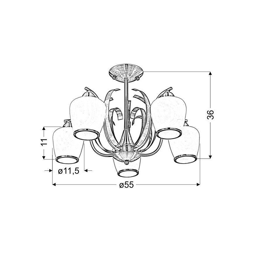 Suspension avec tige OPERA 5xE27/60W/230V
