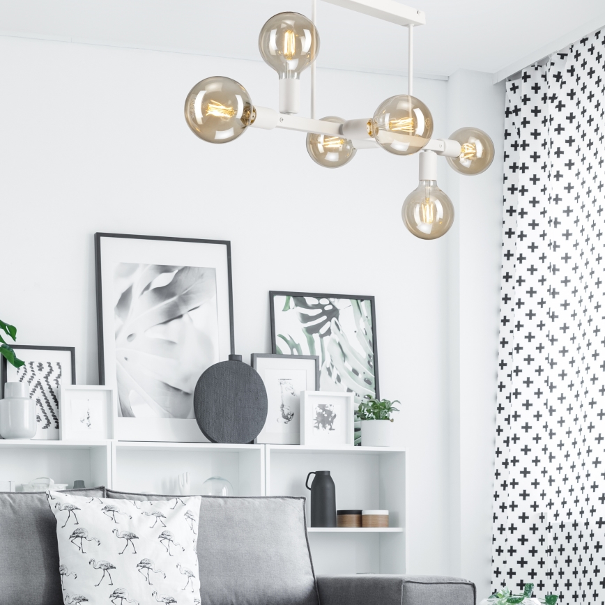 Suspension-barre ASTRID 6xE27/60W/230V blanc