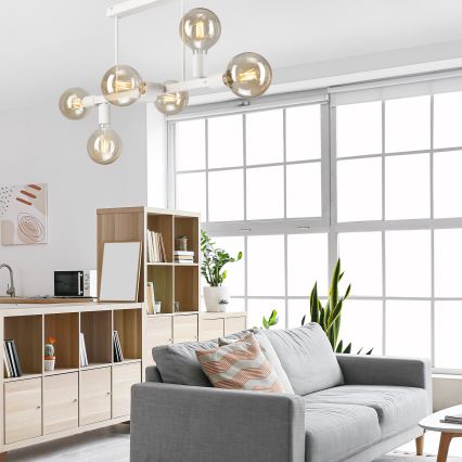 Suspension-barre ASTRID 6xE27/60W/230V blanc