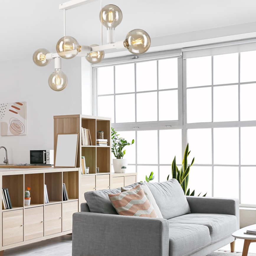 Suspension-barre ASTRID 6xE27/60W/230V blanc