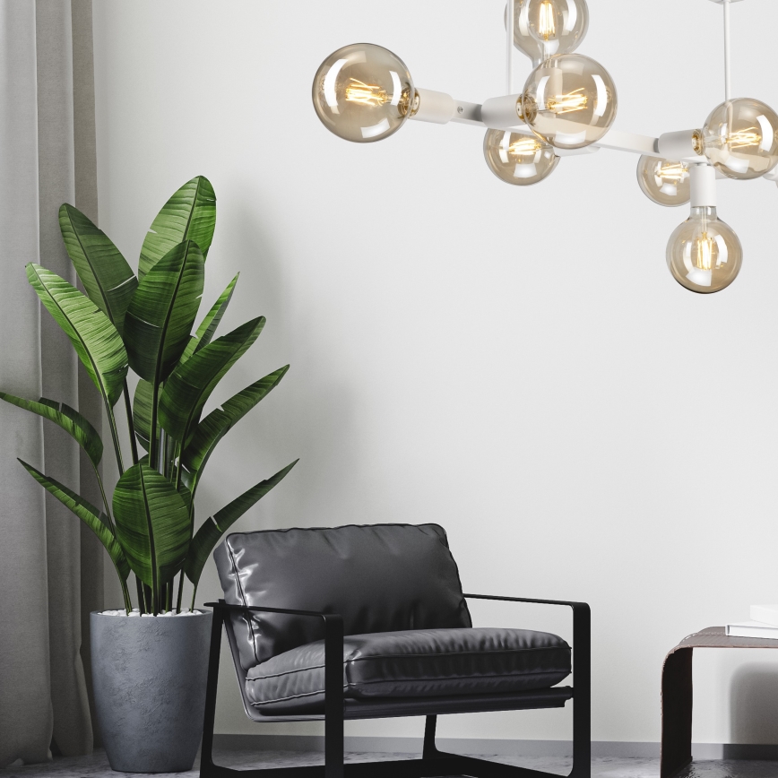 Suspension-barre ASTRID 8xE27/60W/230V blanc
