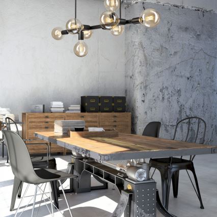 Suspension-barre ASTRID 8xE27/60W/230V noir