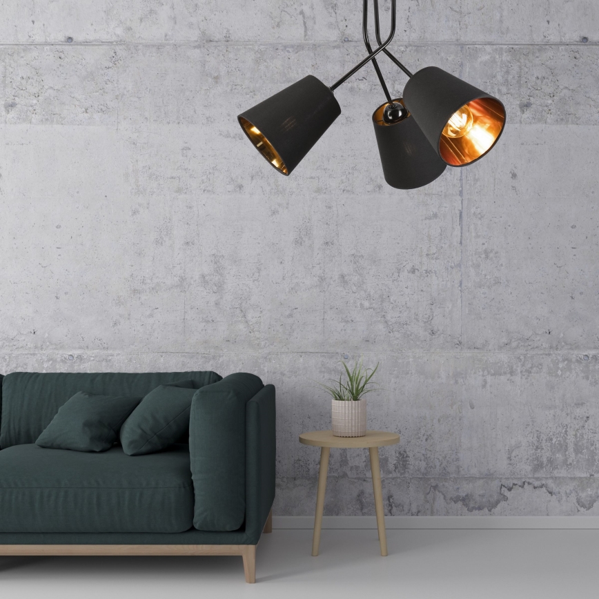 Suspension-barre IRMA 3xE27/15W/230V noir