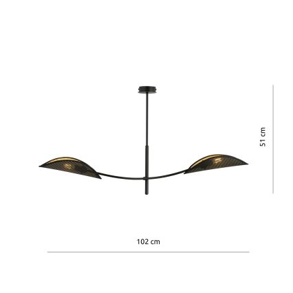 Suspension-barre LOTUS 2xE14/10W/230V noir/doré