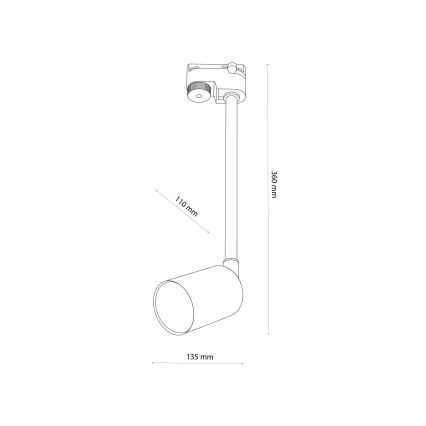 Suspension-barre pour système de rail monophasé TOP 1xGU10/10W/230V doré/noir
