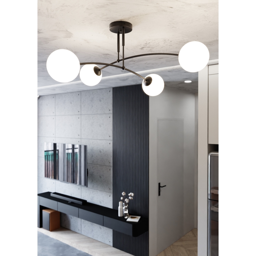 Suspension-barre PREGOS 4xE14/10W/230V noir