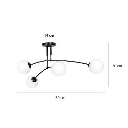 Suspension-barre PREGOS 4xE14/10W/230V noir