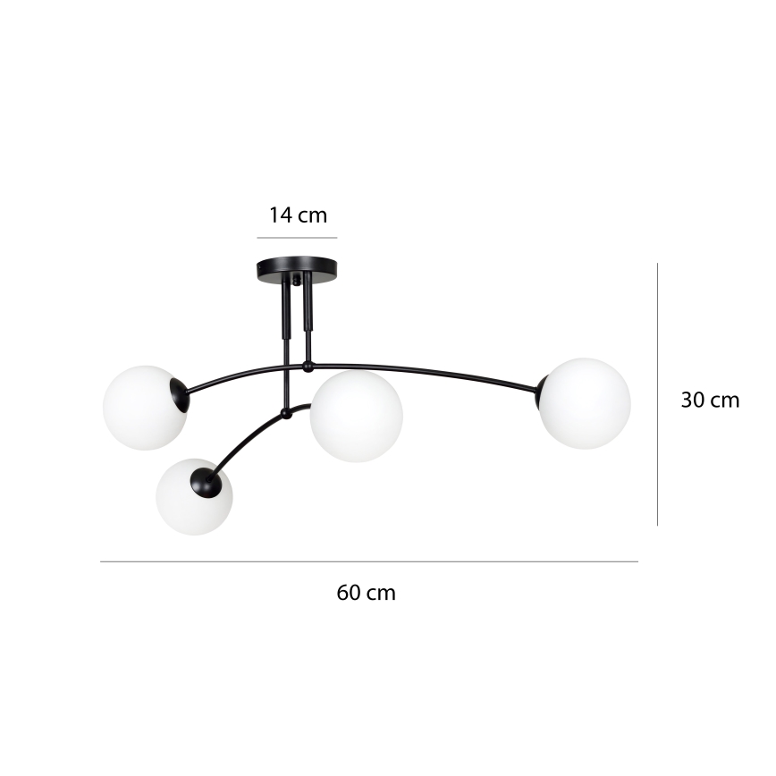 Suspension-barre PREGOS 4xE14/10W/230V noir