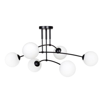 Suspension-barre PREGOS 6xE14/10W/230V noir/blanc